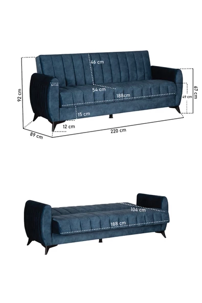 Kilim Mobilya Linda Koltuk Takımı 3 3 B Mavi - Resim 7