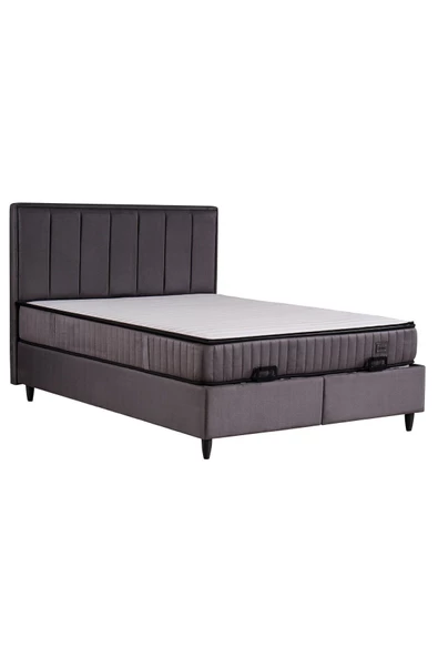 Kilim Mobilya Royal Plus Sandıklı Baza Başlık Paket Yaylı Pedli Yatak Seti Antrasit 150X200 - Resim 4