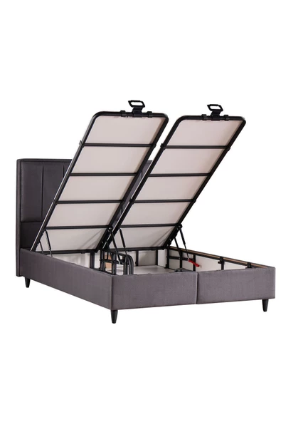 Kilim Mobilya Royal Plus Sandıklı Baza Başlık Paket Yaylı Pedli Yatak Seti Antrasit 140X190 - 5