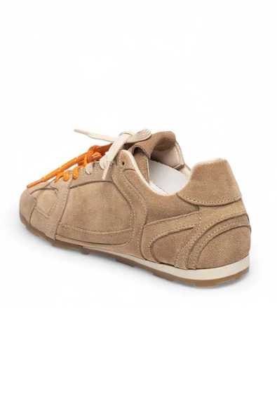 Celira Vizon Hakiki Deri Süet Çift Bağcıklı Kadın Spor Ayakkabı - Resim 3