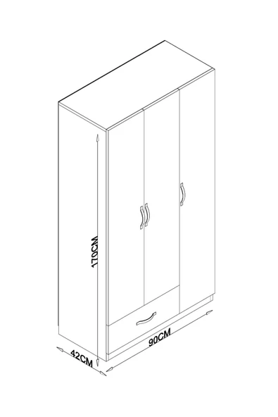 TOCCO MOBİLYA Lidya 3 Kapaklı 1 Çekmeceli Country Gardırop - 3