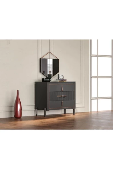 TOCCO MOBİLYA Platin 3 Çekmeceli Şifonyer-Aynalı