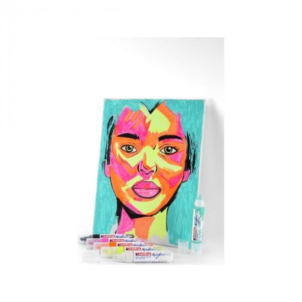 Edding Markör Akrilik Kalın Uçlu 5 Li Set Fosforlu 4-5000-6 - 2