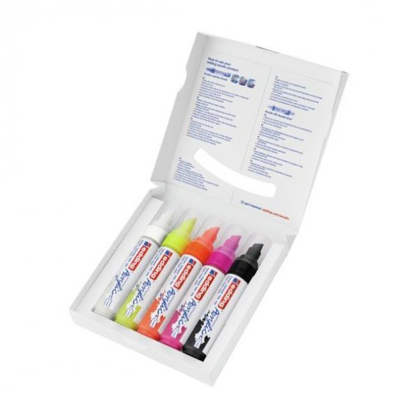Edding Markör Akrilik Kalın Uçlu 5 Li Set Fosforlu 4-5000-6 - 4