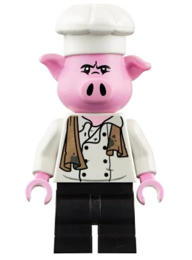 Lego Minifigür - Pigsy - White Chef Jacket with Dirty Towel, Black Medium Legs mk008