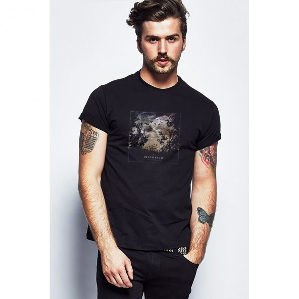 Insomnium One For Sorrow Baskılı Siyah Erkek Örme Tshirt