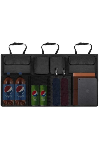 Oto Araç Araba Bagaj Düzenleyici Organizer 8 Cepli Sağlam Çanta Kumaşından Su Geçirmezz - Resim 5