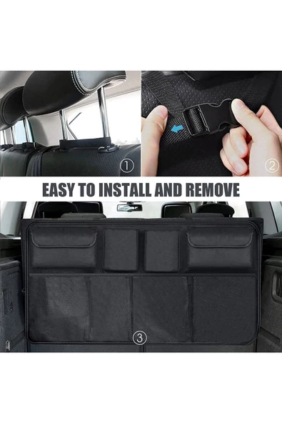 Araç Bagaj Organizer Bagaj Toplayıcı Araba Bagaj Organizer Siyah Araba/araç Bagaj Toplayıcı 8 Cepli - Resim 7