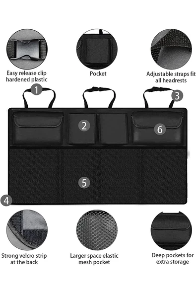 Araç Bagaj Organizer Bagaj Toplayıcı Araba Bagaj Organizer Siyah Araba/araç Bagaj Toplayıcı 8 Cepli - Resim 6