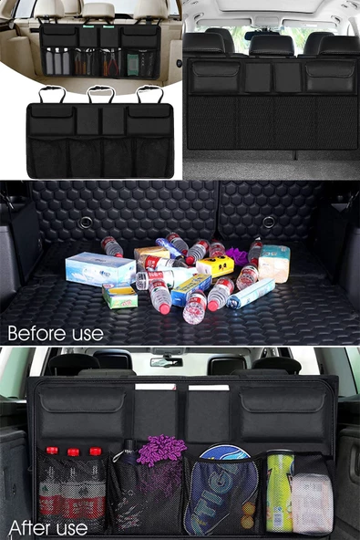 Araç Bagaj Organizer Bagaj Toplayıcı Araba Bagaj Organizer Siyah Araba/araç Bagaj Toplayıcı 8 Cepli - Resim 2