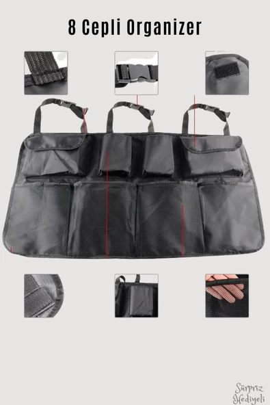 Inndream Araba Araç Oto 8 Cepli Bagaj Organizer Araba Aksesuar Bagaj Çantası - Resim 8