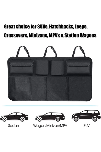Araç Bagaj Organizer Bagaj Toplayıcı Araba Bagaj Organizer Siyah Araba/araç Bagaj Toplayıcı 8 Cepli - Resim 8