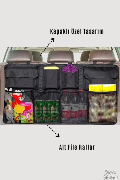 Inndream Araba Araç Oto 8 Cepli Bagaj Organizer Araba Aksesuar Bagaj Çantası - Resim 3