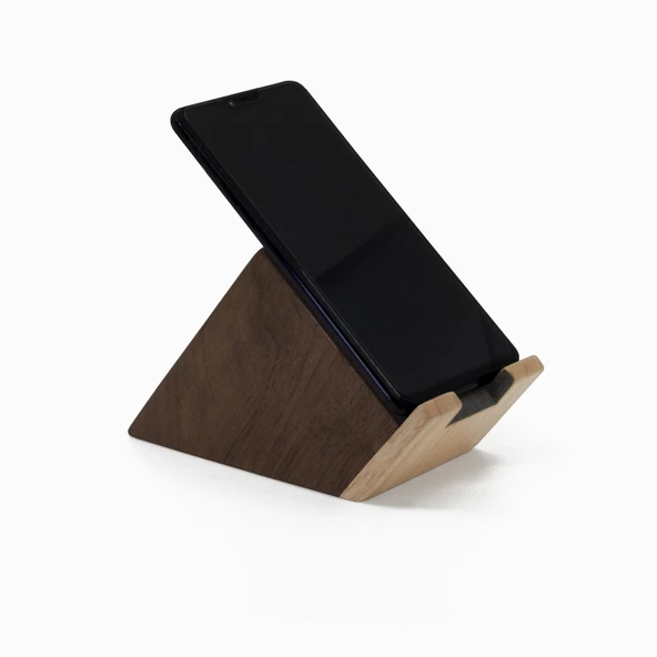 Woodsaka Blok Ceviz Telefon Standı - Ceviz & Akça - 7