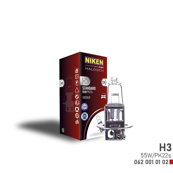 NIKEN H3 55W HALOJEN AMPUL PK22s 12V