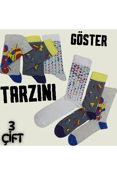 garanti çorap  Eğlenceli Desenli Unisex Soket 3 lü 1a ürün görseli