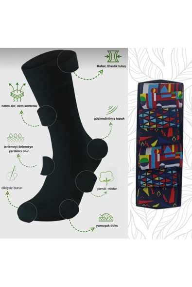 garanti çorap  Eğlenceli Desenli Unisex Soket 3 lü 1b - Resim 3