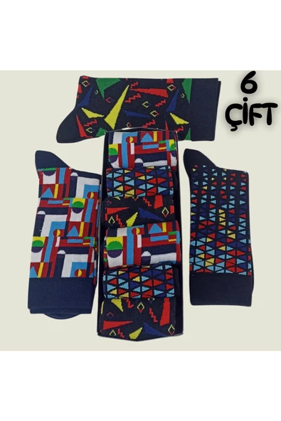 garanti çorap  Eğlenceli Desenli Unisex Soket 6 lı 1f - Resim 2