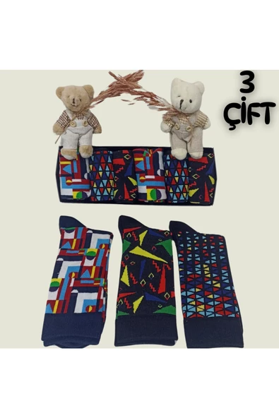 garanti çorap  Eğlenceli Desenli Unisex Soket 3 lü 1a - 2