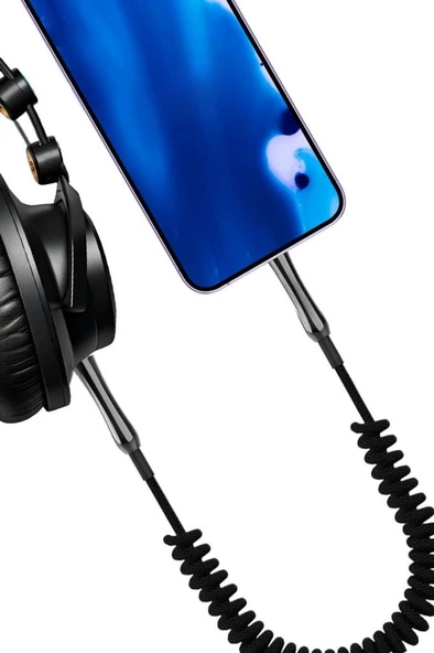 PDAteknoloji Type-C to 3.5mm Örgülü Spiralli Aux Kablo Dönüştürücü 1m (Tüm Type-C girişli telefonlar ile uyumludur) SA-01 - 2