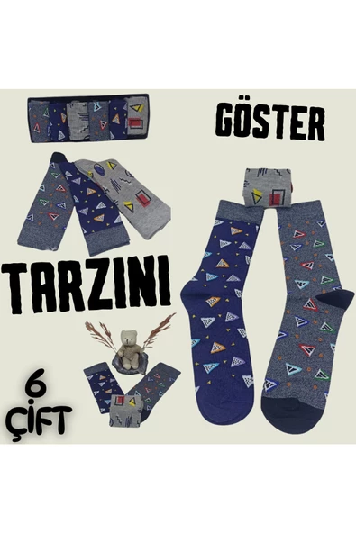garanti çorap  Eğlenceli Desenli Unisex Soket 6 lı 1f