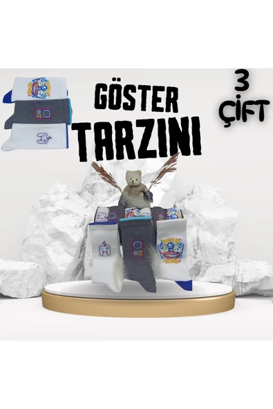 garanti çorap  Eğlenceli Desenli Unisex Soket 3 lü 1b - Resim 2