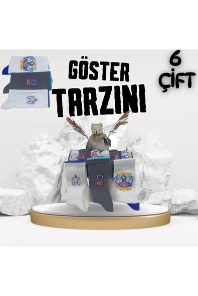 garanti çorap  Eğlenceli Desenli Unisex Soket 6 lı 1f ürün görseli