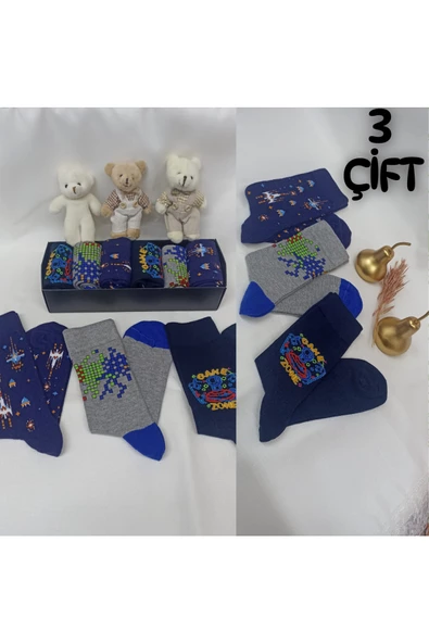 garanti çorap  Eğlenceli Desenli Unisex Soket 3 lü 1a - Resim 2