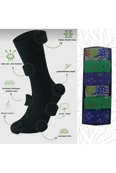 garanti çorap  Eğlenceli Desenli Unisex Soket 3 lü 1c ürün görseli