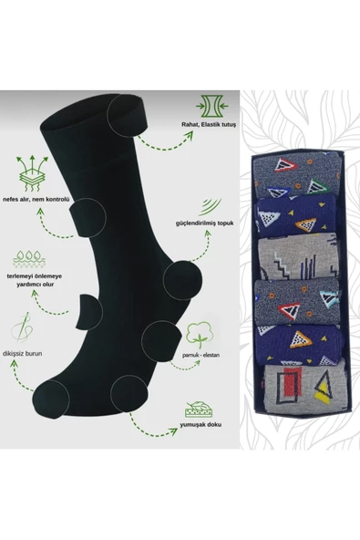 garanti çorap  Eğlenceli Desenli Unisex Soket 6 lı 1f - Resim 2