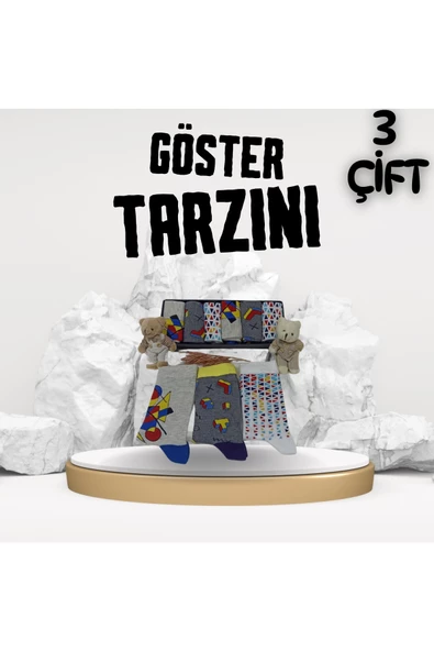 garanti çorap  Eğlenceli Desenli Unisex Soket 3 lü 1a - Resim 2