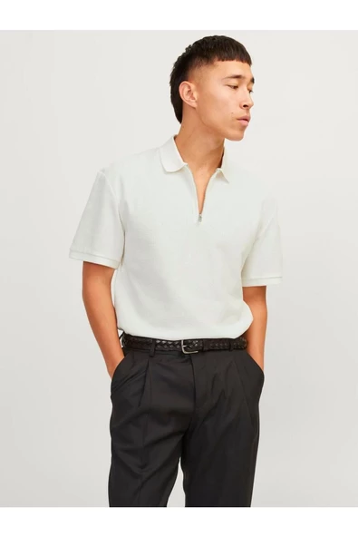 Jack&Jones Oversize Polo Yaka Minimalist Erkek T-Shirt - Kısa Kol - Resim 3