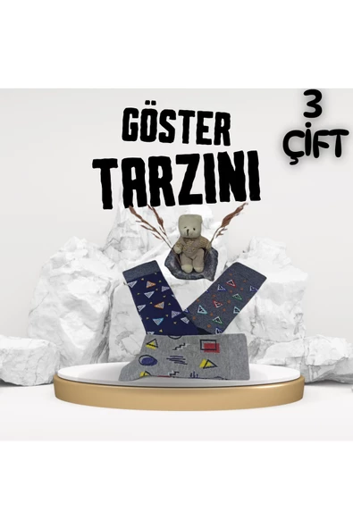 garanti çorap  Eğlenceli Desenli Unisex Soket 3 lü 1b - 2