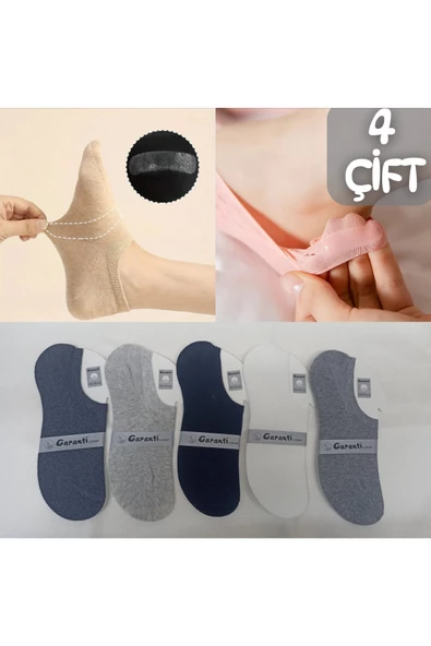 garanti çorap  Silikonlu Unisex Görünmez Çorap 4 lü - Resim 3