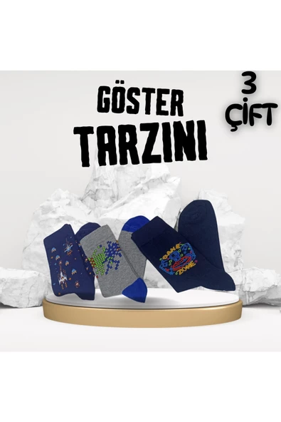 garanti çorap  Eğlenceli Desenli Unisex Soket 3 lü 1b - 4
