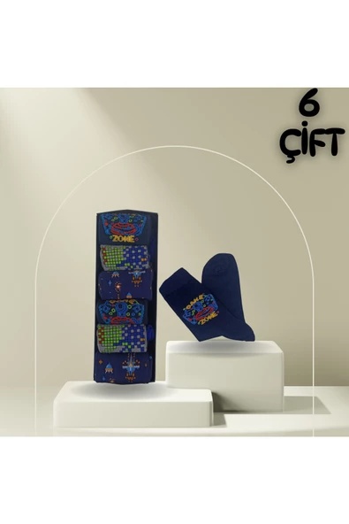 garanti çorap  Eğlenceli Desenli Unisex Soket 6 lı 1e - 2
