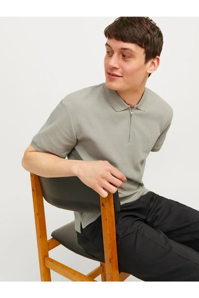 Jack&Jones Oversize Polo Yaka Minimalist Erkek T-Shirt - Kısa Kol - Resim 7