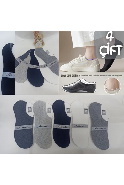 garanti çorap  Silikonlu Unisex Görünmez Çorap 4 lü ürün görseli
