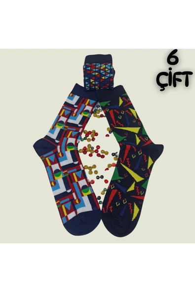 garanti çorap  Eğlenceli Desenli Unisex Soket 6 lı 1e