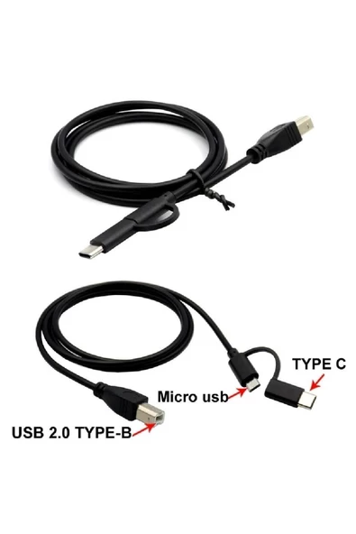 Zilevo Type C + Micro Usb Yazıcı Printer Piyano Midi Bağlantı Kablosu - 6