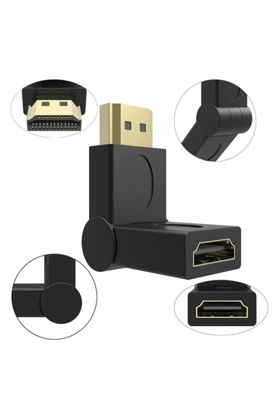 Zilevo Hdmi Dirsek 270 Derece Dönebilen Hdmi To Hdmi Adaptör Çevirici Dönüştürücü Uzatma - Resim 3