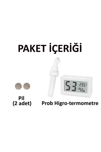 AEK-Tech Prob Kuluçka Nem Ölçer Termometre (beyaz) - Higrometre - 2 Yıl - 8