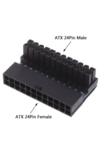 Alfais 4982 ATX 24 Pin to Erkek Dişi Anakartlar için 90 Derece Açı Dönüştürücü Adaptör - Resim 5