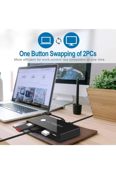 Alfais 4686 Usb 3.0 4 Port Hub 2 Uyumlu Kasa Pc Bilgisayar Kvm Switch Splitter Çoklayıcı - Resim 7