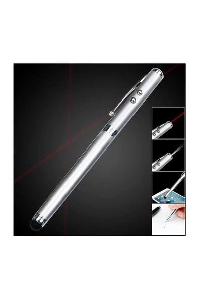 Zilevo Lazer Sunum Kalemi Teleskopik Sunum Çıtası Tükenmez Kalem Stylus Tablet Kalemi Led Işık 5 in 1 - 3