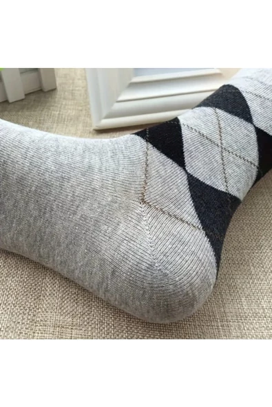 Asçelik  Ekose Desen Unisex Çorap 5 li - Resim 3