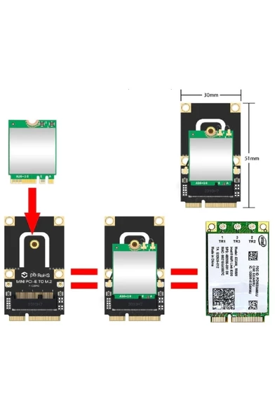 Alfais 5088 Mini Pci-e Express To M.2 Ngff Wifi Wireless Bluetooth Çevirici Dönüştürücü Kart - Resim 7