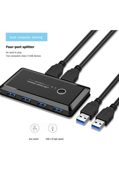 Alfais 4686 Usb 3.0 4 Port Hub 2 Uyumlu Kasa Pc Bilgisayar Kvm Switch Splitter Çoklayıcı - Resim 4