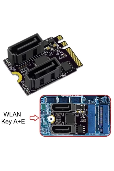 Alfais 4724 M.2 Key A+E to SATA3.0 Expansion WiFi Port Çevirici Çoklayıcı Adaptör - 5