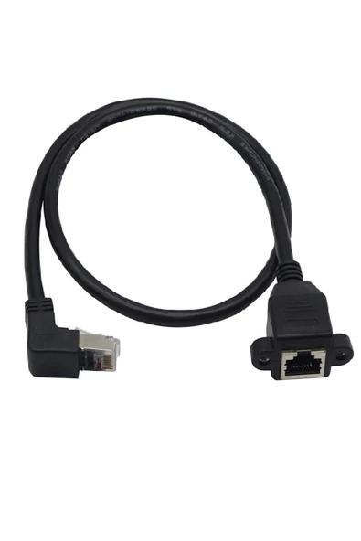Zilevo Rj45 Dişi Erkek Uzatma 0.5M Dirsek 90 Derece Panel Tipi Cat6 Montaj Kablosu - 4
